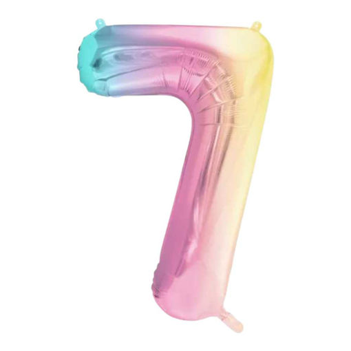 Picture of FOIL BALLOON NUMBER 7 PASTEL RAINBOW 34 INCH
